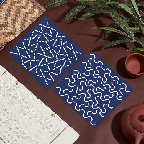 ORIGACH 4 Pcs Sashiko Template Coaster kit for Beginners Adults, All-in-one Sashiko Kit with Acrylic Sashiko Stencil, Needle, Thread, Cloth Instuction Accessories for DIY Coaster in Saudi Arabia