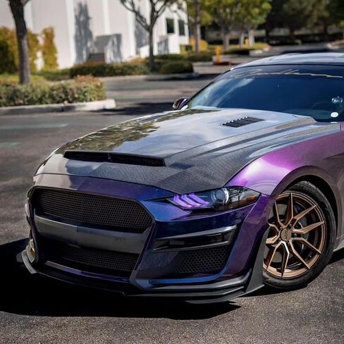 FREEMOTOR802 Aftermarket Front Bumper Cover Conversion Kit GT500 Style fits 2018-2023 Ford Mustang with Front Bumper Lip, Grille and Fog Light Cover Black Primer PP in Saudi Arabia