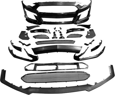 FREEMOTOR802 Aftermarket Front Bumper Cover Conversion Kit GT500 Style fits 2018-2023 Ford Mustang with Front Bumper Lip, Grille and Fog Light Cover Black Primer PP in Saudi Arabia