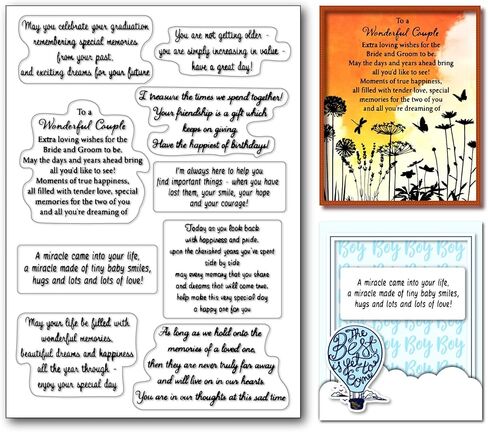 Arbuya Birthday Verses Clear Stamps for Card Making,Sentiment Silicone Stamps Happy Birthday Sayings Rubber Stamps for Gift Tags Paper Crafting Scrapbooking Decoration in Kuwait