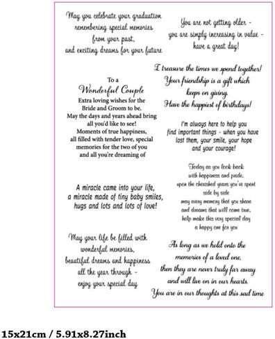 Arbuya Birthday Verses Clear Stamps for Card Making,Sentiment Silicone Stamps Happy Birthday Sayings Rubber Stamps for Gift Tags Paper Crafting Scrapbooking Decoration in Kuwait