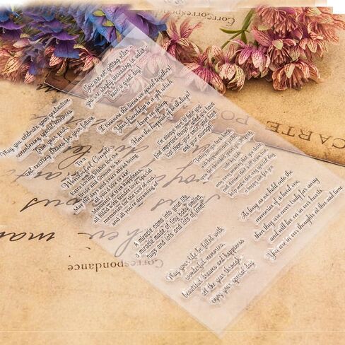 Arbuya Birthday Verses Clear Stamps for Card Making,Sentiment Silicone Stamps Happy Birthday Sayings Rubber Stamps for Gift Tags Paper Crafting Scrapbooking Decoration in Kuwait