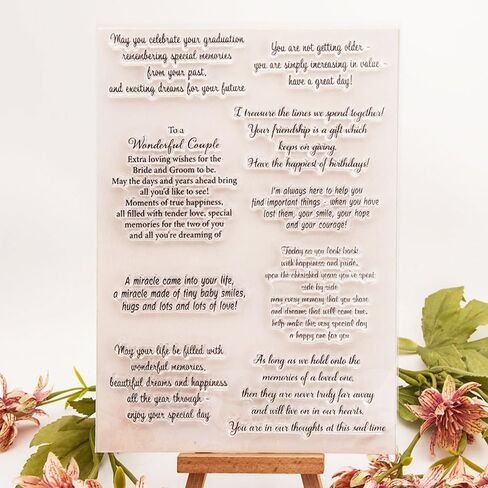 Arbuya Birthday Verses Clear Stamps for Card Making,Sentiment Silicone Stamps Happy Birthday Sayings Rubber Stamps for Gift Tags Paper Crafting Scrapbooking Decoration in Kuwait