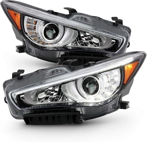 AKKON - FITS 2014-2022 Infiniti Q50 w/o AFS LED جهاز الإسقاط المصابيح الأمامية CLEAR CLAS in Kuwait