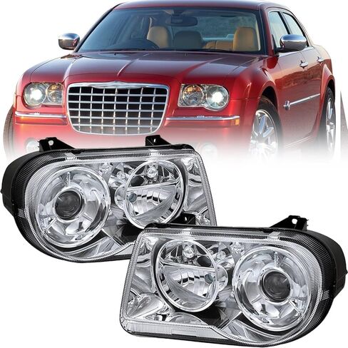 مجموعة مصباح الهالوجين JSBoyat متوافق مع 2005-2010 Chrysler 300C [نوع الهالوجين] الإسكان المصابيح الأمامية الشريرة مع المصابيح in Kuwait
