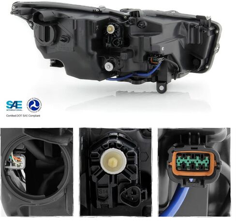 AKKON - Fits 2014-2022 InFiniti Q50 w/o AFS LED Projector Chrome Clear Headlights Pair Driver Left + Passenger Right in Saudi Arabia