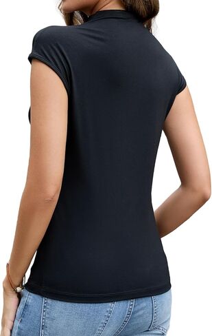 Women's Sleeveless Turtleneck Tops Slim Fit Mock Neck Cap Sleeve Soft Tank Tops Basic Stretchy Layer Tee Shirts in Saudi Arabia