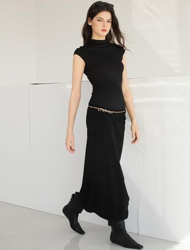 Women's Sleeveless Turtleneck Tops Slim Fit Mock Neck Cap Sleeve Soft Tank Tops Basic Stretchy Layer Tee Shirts in Saudi Arabia
