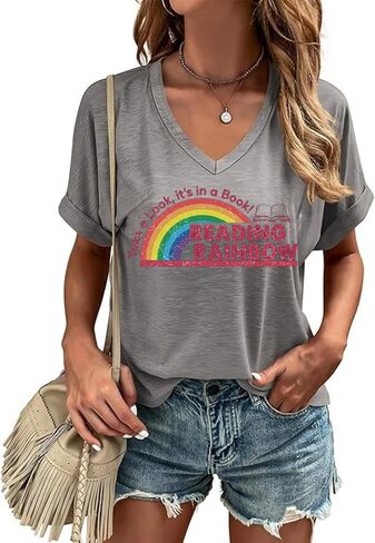 Happy Last Day of School V Neck Shirt Women Teacher Life Graphic Tee School Graduation Tee Appreciation Summer T-Shirt in Kuwait