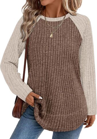 WIHOLL Long Sleeve Shirts for Women Fall Sweaters 2025 Lightweight Casual Tunic Tops Loose Fit Winter Clothing S-2XL in Saudi Arabia