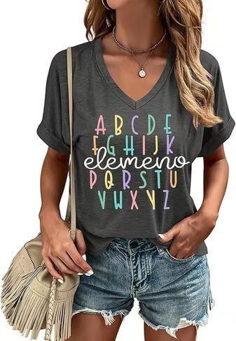 Happy Last Day of School V Neck Shirt Women Teacher Life Graphic Tee School Graduation Tee Appreciation Summer T-Shirt in Kuwait