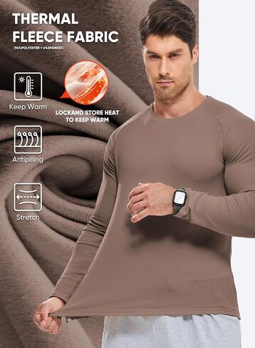 JMIERR Mens Muscle Shirts Slim Fitted Crew Neck Long Sleeve Thermal Fleece Pullover Sweater Shirt in Saudi Arabia
