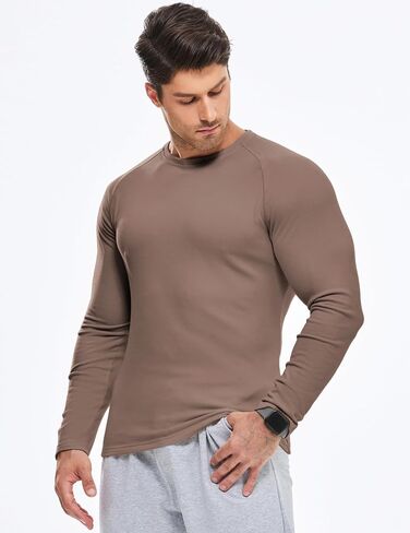 JMIERR Mens Muscle Shirts Slim Fitted Crew Neck Long Sleeve Thermal Fleece Pullover Sweater Shirt in Saudi Arabia