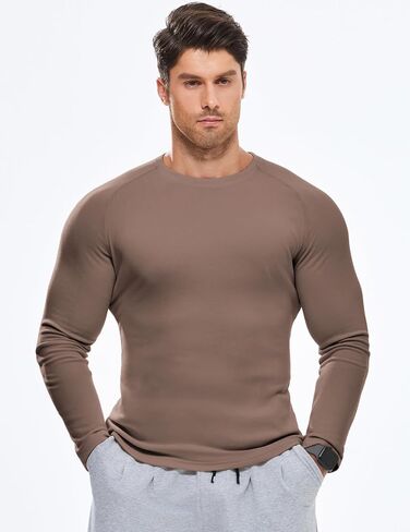 JMIERR Mens Muscle Shirts Slim Fitted Crew Neck Long Sleeve Thermal Fleece Pullover Sweater Shirt in Saudi Arabia