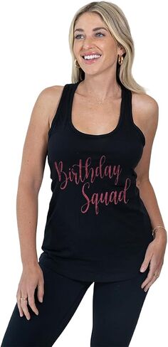 MISS POPULAR Birthday Tank Top for Women with Chest Print| Glitter Birthday Girl, Queen, Squad, Its My Birthday | Sizes S-3XL in Kuwait