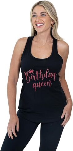 MISS POPULAR Birthday Tank Top for Women with Chest Print| Glitter Birthday Girl, Queen, Squad, Its My Birthday | Sizes S-3XL in Kuwait