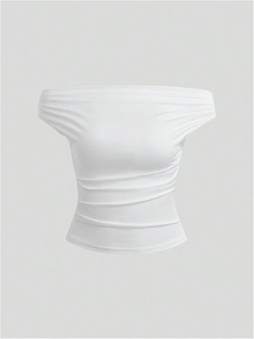 Wdirara Women's 3 Pack Of Counter Ruched Tops Short Slim Tirt Tirt in Kuwait