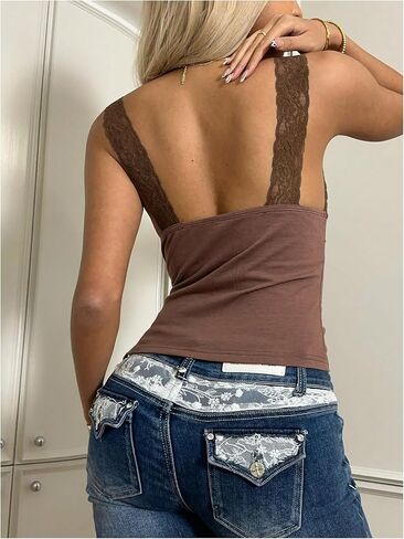 MakeMeChic Women's Floral Lace Sweetheart Tank Backless Fitted Going Out Crop Tops in Saudi Arabia