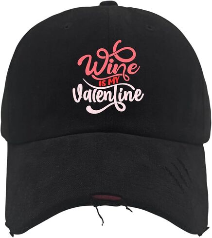 Wine is My Valentines Antis Valentines Day Hat for Men Washed Distressed Baseball Cap Soft Washed Ball Cap Adjustable in Saudi Arabia