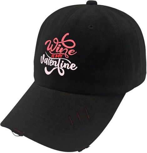 Wine is My Valentines Antis Valentines Day Hat for Men Washed Distressed Baseball Cap Soft Washed Ball Cap Adjustable in Saudi Arabia