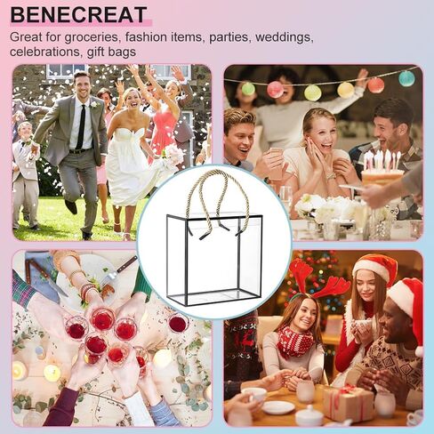 BENECREAT 10 Set Transparent Favor Boxes, 5.5x5.5x3 Inch Treat Gift Boxes with White Border Lace and Handle for Candy Chocolate, Party Favors, Christmas Gift Packaging in Saudi Arabia