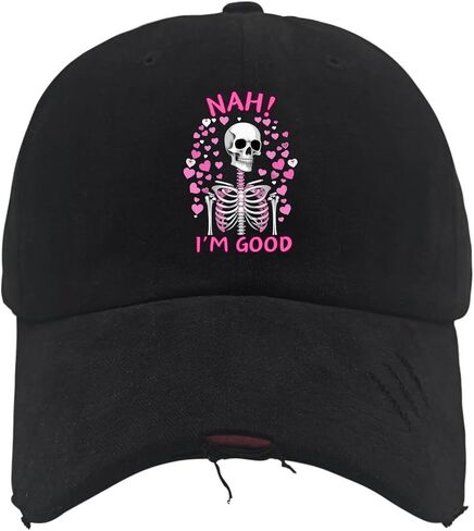 Nah! Im Good Antis Valentines Day Hats for Mens Washed Distressed Baseball Cap Classic Washed Running Hats Breathable in Saudi Arabia