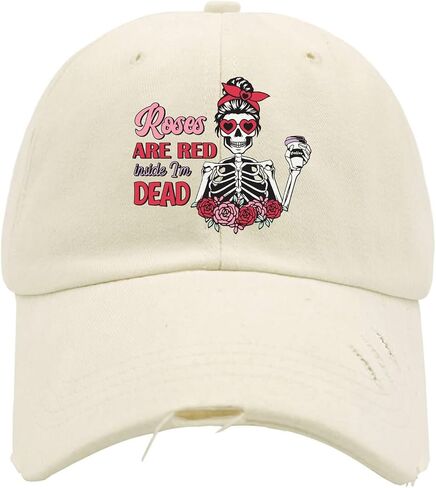 Roses are Red Inside Im Dead Valentines Hats for Men Washed Distressed Baseball Cap Soft Washed Dad Hat Adjustable in Saudi Arabia