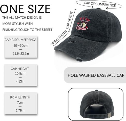 V مخصص لـ Vodkas No Vodkas No Valentines for Men Gashed Capeball Cap Soft Soft Add Dad Adtable Adlementible in Saudi Arabia