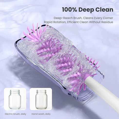 مجموعة منظف فرشاة الزجاجة الكهربائية ، مجموعة منظف زجاجة أطفال على شكل دب مع فرشاة سيليكون وفرشاة القش ، موزع الصابون ، رف الصرف ، صندوق التخزين (الأرجواني) in Kuwait