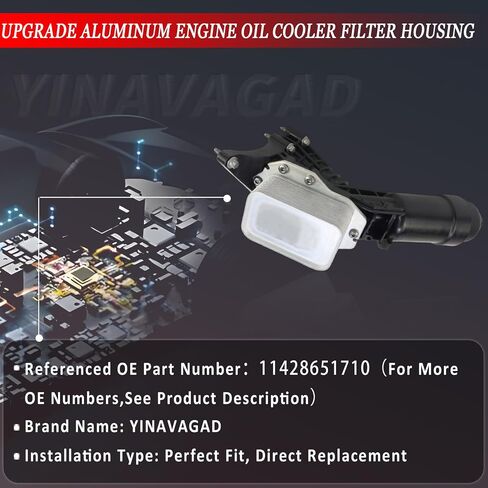 11428651710 Upgrade Aluminum Engine Oil Cooler Filter Housing with Cooler Sensor & Gaskets for BMW 330e 330i 430i 530i 630i 730Li X3 X4 X5 X6 Z4 2017-2023, Replaces 11428580415 11428580414 in Saudi Arabia