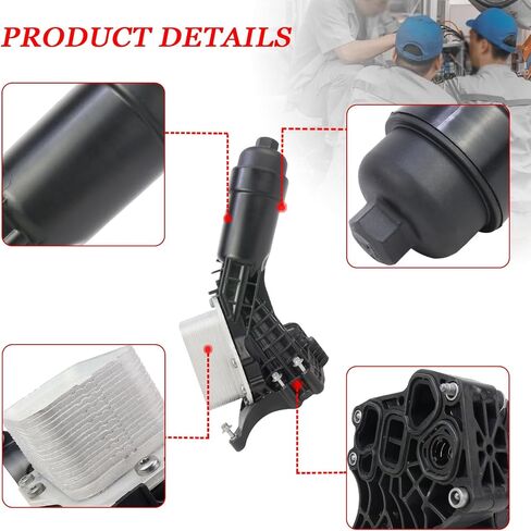 11428651710 Upgrade Aluminum Engine Oil Cooler Filter Housing with Cooler Sensor & Gaskets for BMW 330e 330i 430i 530i 630i 730Li X3 X4 X5 X6 Z4 2017-2023, Replaces 11428580415 11428580414 in Saudi Arabia