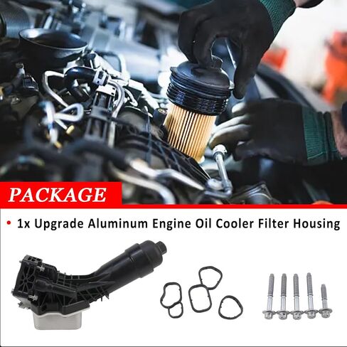 11428651710 Upgrade Aluminum Engine Oil Cooler Filter Housing with Cooler Sensor & Gaskets for BMW 330e 330i 430i 530i 630i 730Li X3 X4 X5 X6 Z4 2017-2023, Replaces 11428580415 11428580414 in Saudi Arabia