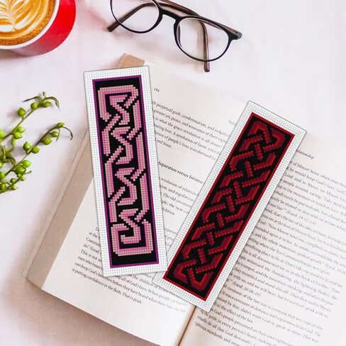 ORIGACH 6 Pcs Cross Stitch Bookmark Kit for Beginner with Backing Felt Floss Instruction Vintage Patterns Background DIY Stamped Embroidery Bookmark Kit for Starter Book Lovers in Saudi Arabia