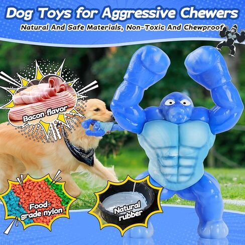 Furdog Tough Dog Toys for Aggressive Chewers – Indestructible Chew Toys for Medium & Large Dogs, Squeaky Toys to Keep Them Busy, Reduce Anxiety, Bacon Flavor in Saudi Arabia