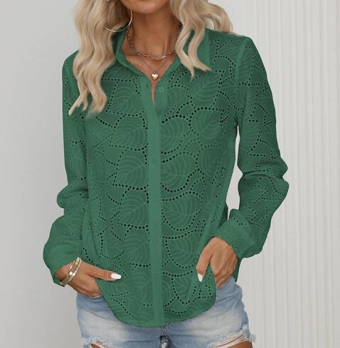 Long Sleeve Button Down Shirt for Women Dressy Casual Elegant Going Out Tops in Kuwait