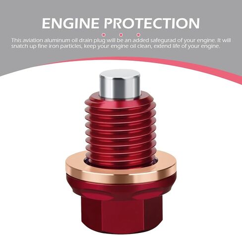 M14 x 1.5 Magnetic Oil Drain Plug, Magnetic Aluminum Oil Pan Drain Nut Bolt with Gasket Crush Washer, Compatible with Ford, GM, Hyundai, KIA (Blue) in Saudi Arabia