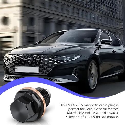 M14 x 1.5 Magnetic Oil Drain Plug, Magnetic Aluminum Oil Pan Drain Nut Bolt with Gasket Crush Washer, Compatible with Ford, GM, Hyundai, KIA (Blue) in Kuwait