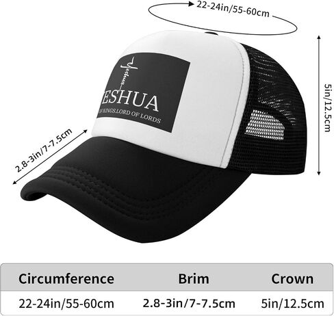 Yeshua Jesus Christian Hat Funny Trucker Hats Adjustable Baseball Cap Novelty Dad Hats for Men Women Black in Saudi Arabia