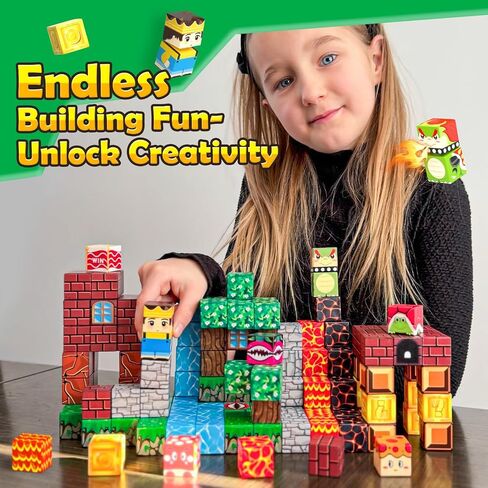 120PCS 1'' Magnetic Blocks-Build Mine Magnet World Set Sensory Toys for Kids 3+ Years Old Magnetic Cubes for Boys Toddler Boys Toys Age 4-6 8-10 10-12 in Saudi Arabia