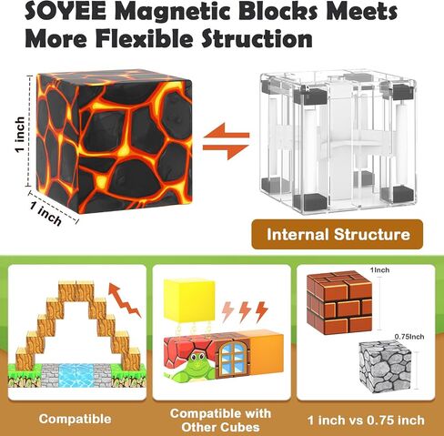 120PCS 1'' Magnetic Blocks-Build Mine Magnet World Set Sensory Toys for Kids 3+ Years Old Magnetic Cubes for Boys Toddler Boys Toys Age 4-6 8-10 10-12 in Saudi Arabia