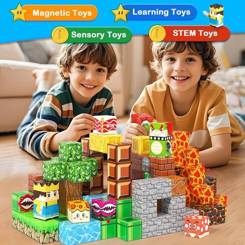 120PCS 1'' Magnetic Blocks-Build Mine Magnet World Set Sensory Toys for Kids 3+ Years Old Magnetic Cubes for Boys Toddler Boys Toys Age 4-6 8-10 10-12 in Saudi Arabia