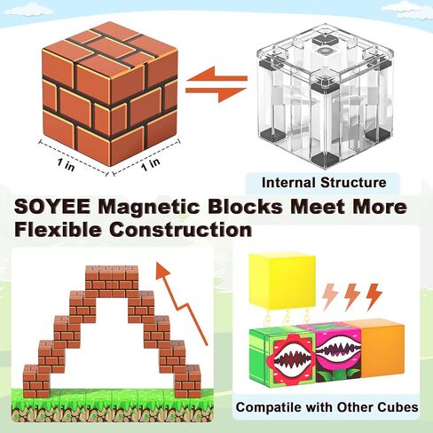 120PCS 1'' Magnetic Blocks-Build Mine Magnet World Set Sensory Toys for Kids 3+ Years Old Magnetic Cubes for Boys Toddler Boys Toys Age 4-6 8-10 10-12 in Kuwait