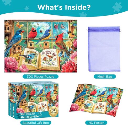 300 Pieces Jigsaw Puzzle for Adults, Hummingbird Floral Jigsaw Puzzles for Kids Adults Seniors 300 Pieces, Glossy Sturdy Vibrant Puzzle 300 Piece, Challenging Puzzle Great Gift for Family Friends in Saudi Arabia
