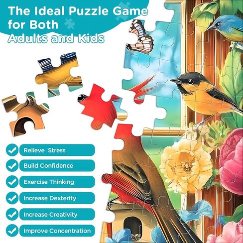 300 Pieces Jigsaw Puzzle for Adults, Hummingbird Floral Jigsaw Puzzles for Kids Adults Seniors 300 Pieces, Glossy Sturdy Vibrant Puzzle 300 Piece, Challenging Puzzle Great Gift for Family Friends in Saudi Arabia