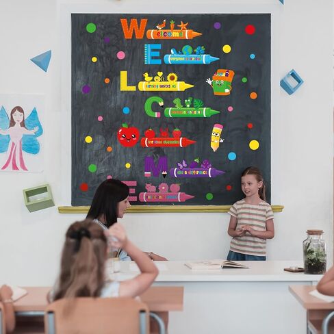 184 Pcs Welcome Window Door Clings Stickers Welcome Back to School Door Decorations Stickers Bulletin Board Cutouts Party Teachers Supplies for Preschool Kindergarten Wall Blackboard Decor in Saudi Arabia