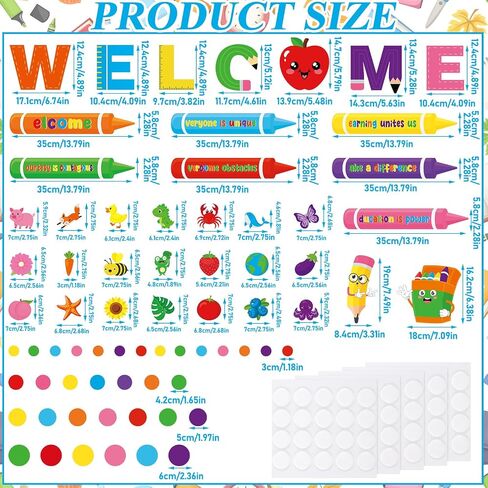 184 Pcs Welcome Window Door Clings Stickers Welcome Back to School Door Decorations Stickers Bulletin Board Cutouts Party Teachers Supplies for Preschool Kindergarten Wall Blackboard Decor in Saudi Arabia