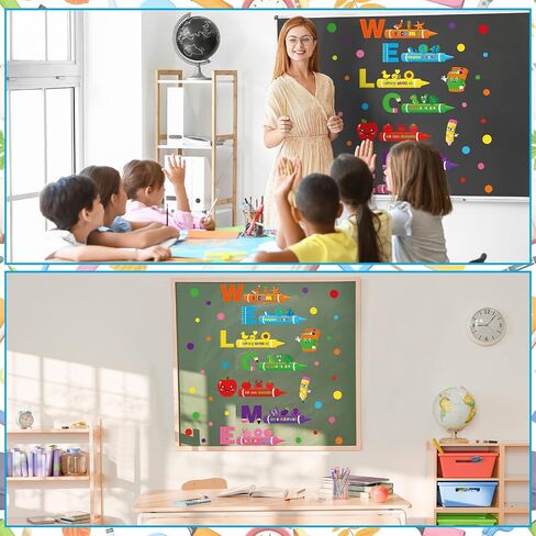 184 Pcs Welcome Window Door Clings Stickers Welcome Back to School Door Decorations Stickers Bulletin Board Cutouts Party Teachers Supplies for Preschool Kindergarten Wall Blackboard Decor in Saudi Arabia