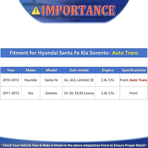 Maxfavor CV Axle Goad Assembly FIT لعام 2011-2013 Kia Sorento ، 2010-2012 Hyundai Santa Fe 2.4L 3.5L V6 AWD FWD Automatic ، Side Pront Side و Raptenger in Saudi Arabia