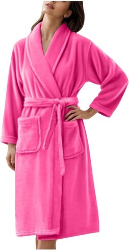 Kimono Flannel Bathrobe for Women Terry Cloth Robes Quick Dry Warm Soft Knee Length Towel Bathrobes with Blet in Saudi Arabia