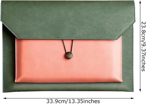 Enyuwlcm PU Leather A4 File Folder Document Holder Portfolio Envelope Folder Case with 2 Compartments Gray&Blue Match in Saudi Arabia